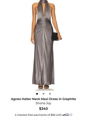 Shona Joy Agnes Halter Maxi Dress in Graphite Silver